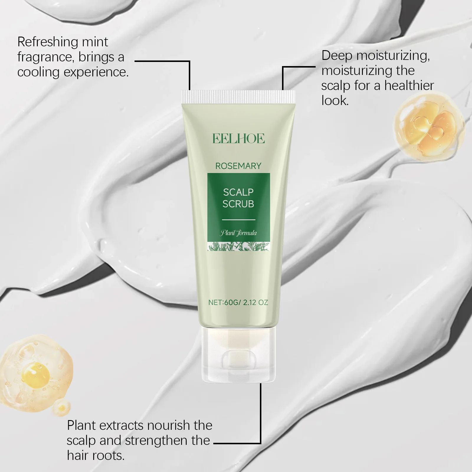 Eelhoe Rosemary Scalp Care Set Deep Cleansing Essential Oil Spray Non Irritating Healthier Roots For Silky Hair Scrub with Brush