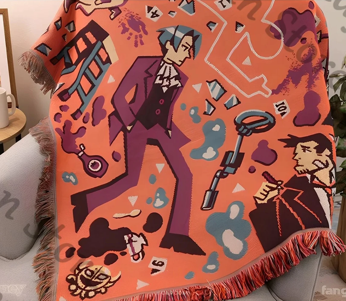 Couverture de sieste officielle Anime Ace Attorney Miles Edgeworth Phoenix Wright, couverture de dessin animé, tapisserie, cadeau d'anniversaire
