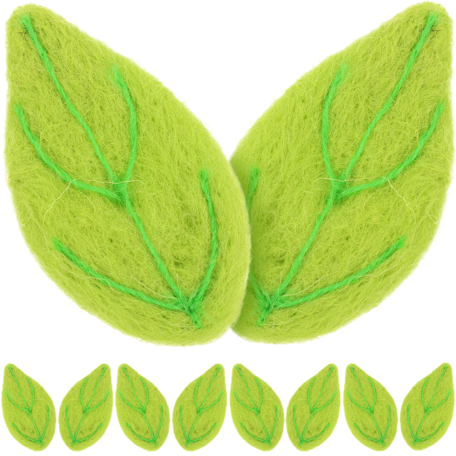 

10 Pcs Green Felt Leaf Shaped Pendants Clothes Sewing Materials Decorations Hat Brooch DIY Hairpin Accessories Woolen Leaf