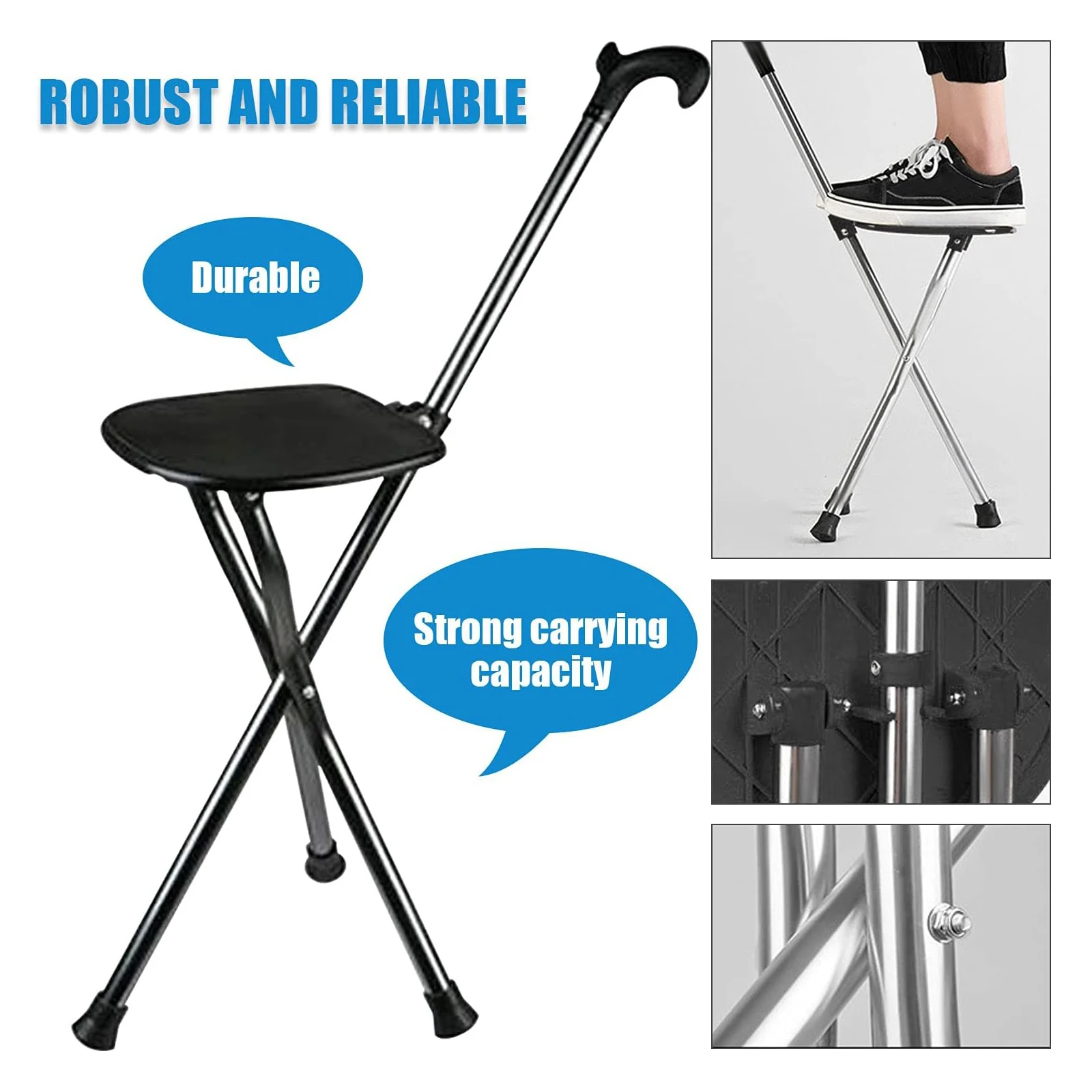 Switch Sticks Walking Stick, Walking Cane, Chair, And Folding Cane with Seat is 34 Inches