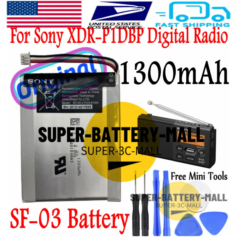 

Продавец США SF-03 1300 мАч Ремонт аккумулятора для цифрового радиоплеера Sony XDR-P1DBP