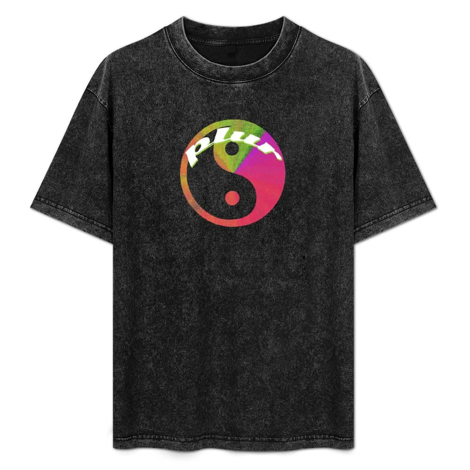 

Rave, Music Festival, PLUR Yin Yang Design T-Shirt Casual All Match Short Sleeve T-Shirt