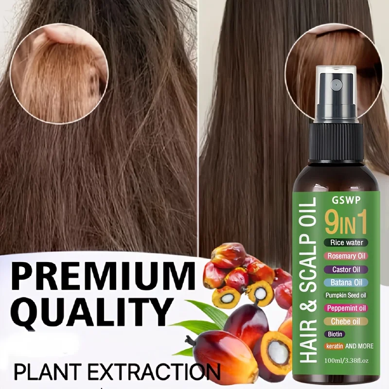 GSWP 9-in-1 Hair Oil，Tames Dryness & Breakage，Deep Moisturizing, Moisturizing and Smooth + Heat Protection. 100ml /200ml