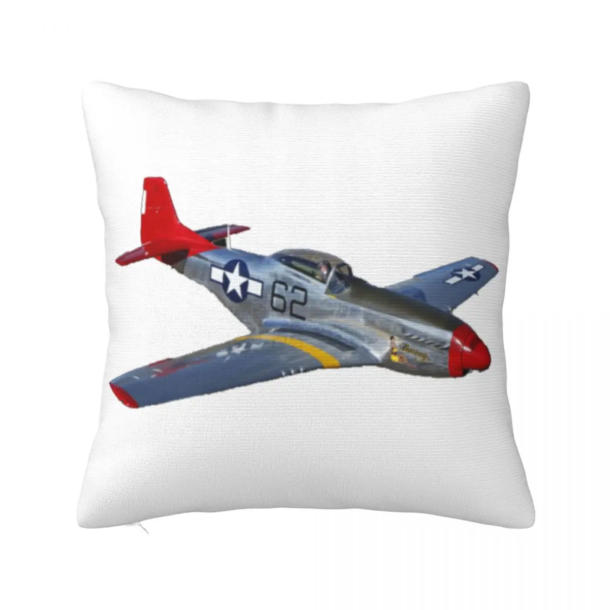 P-51 Mustang Red Tail Square Pillowcase Pillow Cover Cushion Decor Comfort Throw Pillow for Home Sofa