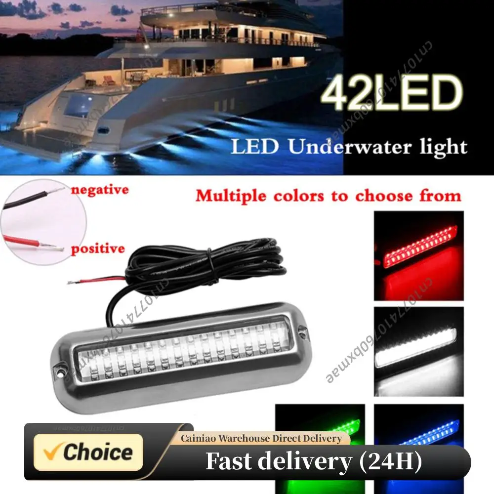 

42LED Marine Navigation Light Stainless Steel Marine Boat Lamp 10-30V Underwater Lamp IP68 Waterproof 80W Yacht Boat Accessories