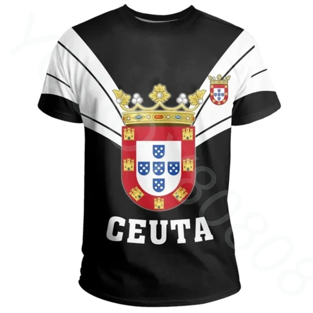 Ceuta Patriotic Flag 3D Printing Round Neck High Quality T Shirt Summer New Round Neck Men Ladies Casual