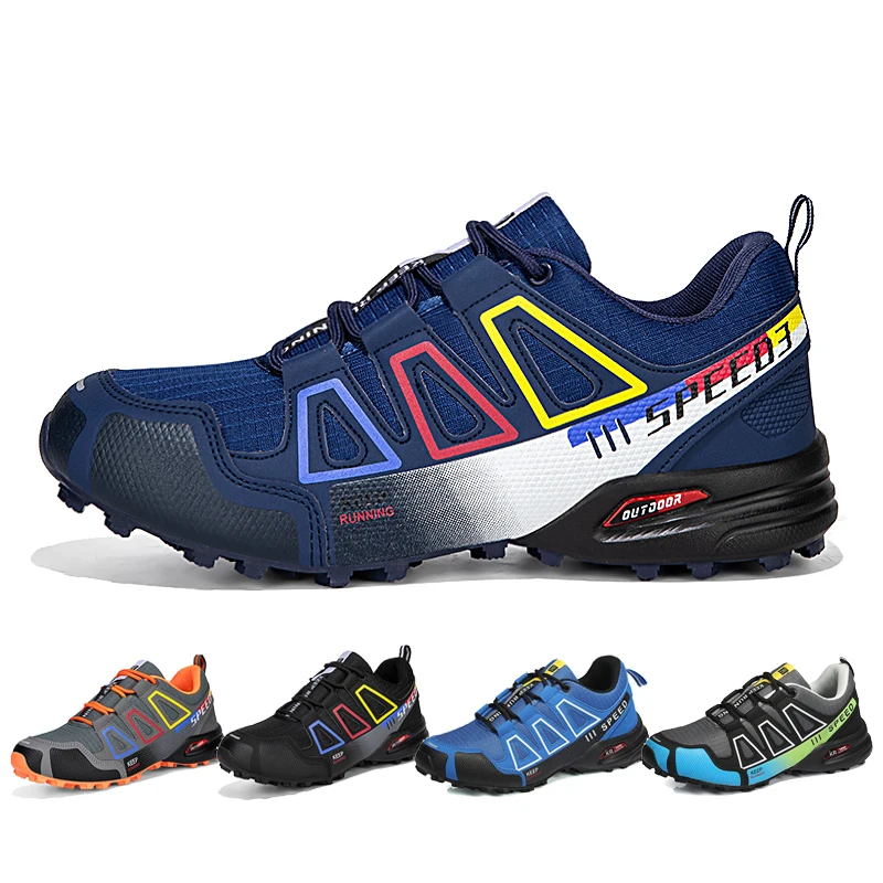 Men‘s Waterproof Hiking Shoes Outdoor Trail Running Shoes Lace-up Sneakers Trekking Shoes Anti-slip Travel Camping Cycling Shoes