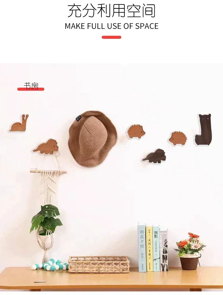 Adorable Animal-Shaped Solid Wood Wall Hooks, Black Walnut Model, Your Cozy Home Decor and Organization