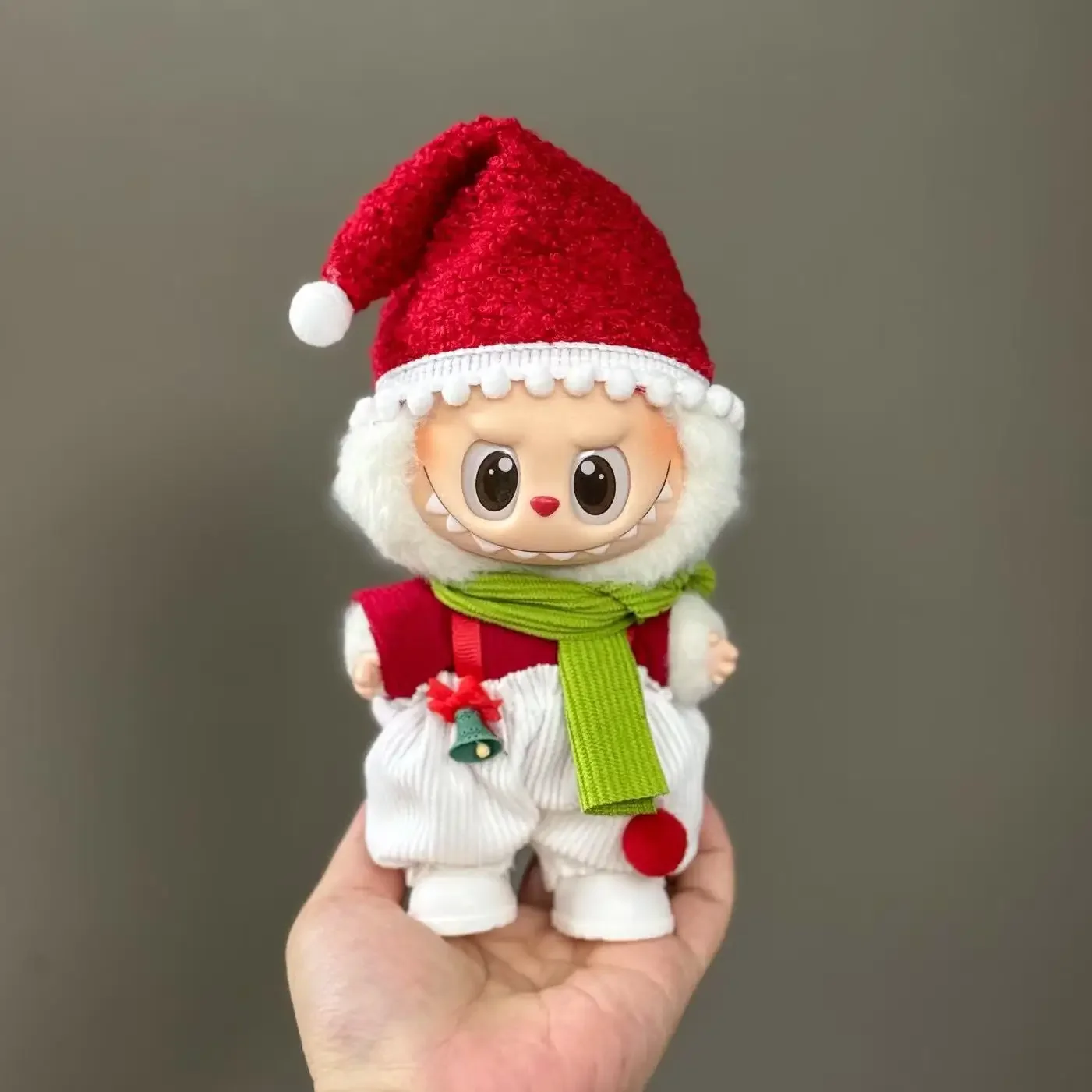 Frohe Weihnachten Puppenkleidung für 15–17 cm Labubu Kleidung Hut Schal Elch Schneemann Set Mini Plüsch Puppe Zubehör Neujahr Kleid Geschenk