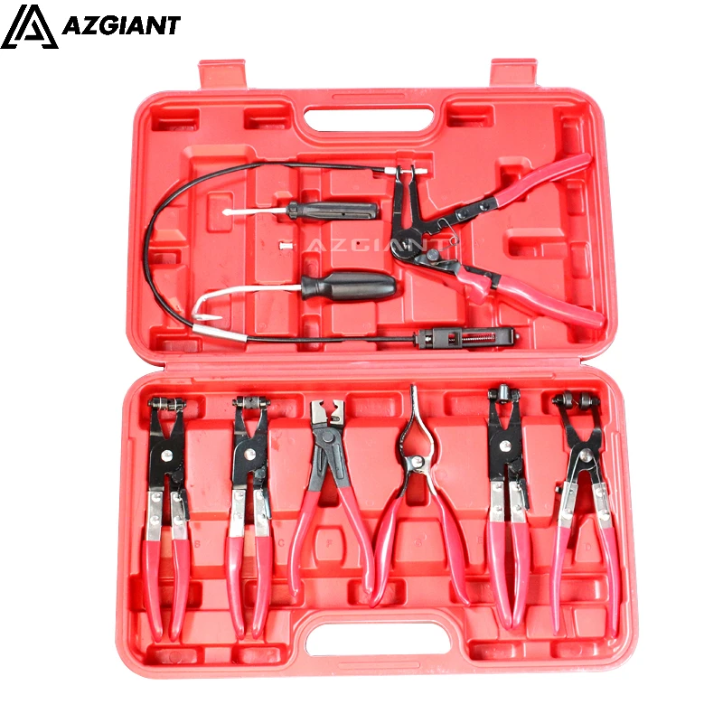 9pcs Hose Clamp Pliers Flexible Wire Long Reach Plier Fuel Oil Water Hose Remove Repair Tool Kit