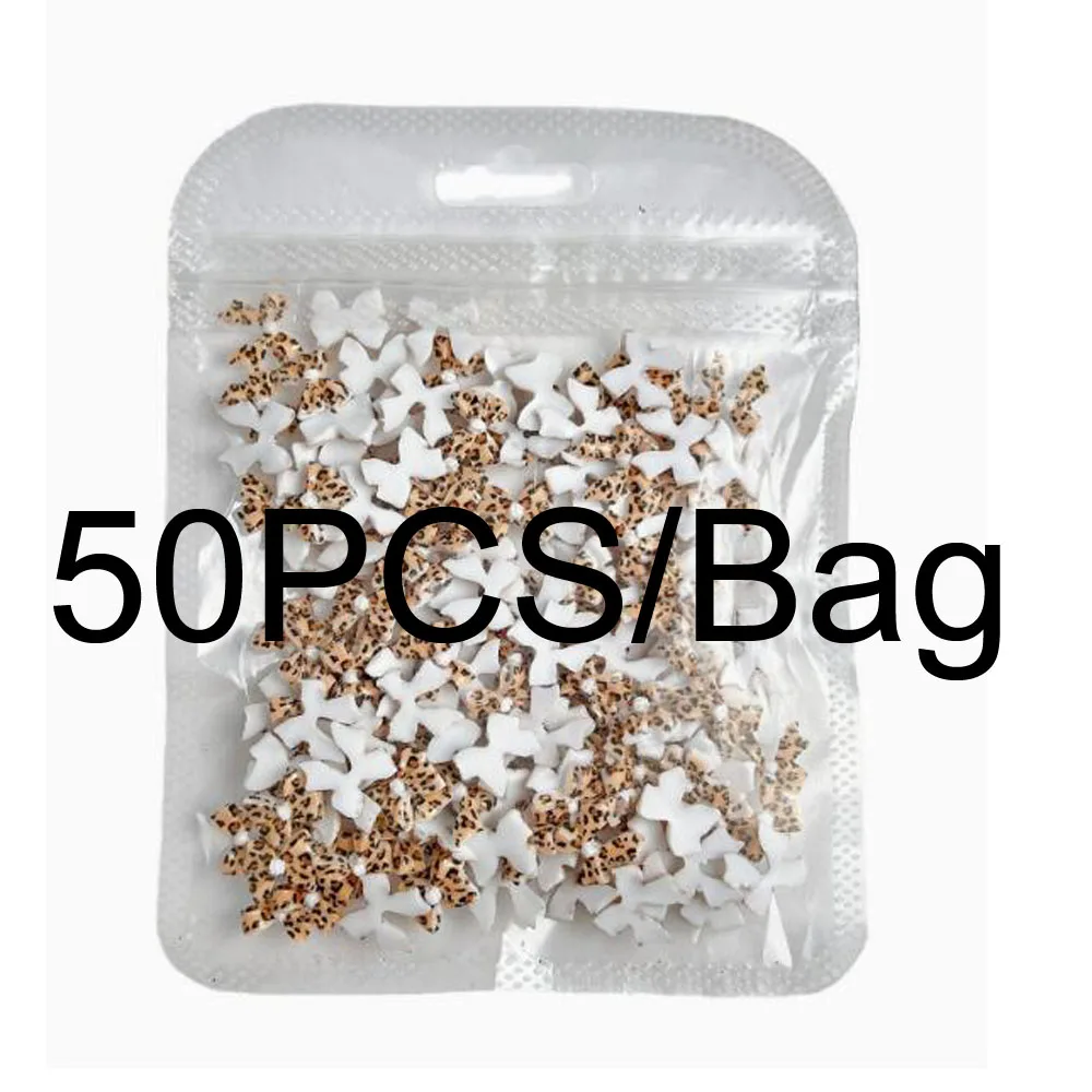 50 قطعة ثلاثية الأبعاد ليوبارد Bowknot مسمار الفن السحر Y2K الشتاء الخريف الراتنج منقط ربطة العنق مسمار الديكور DIY بها بنفسك مثير الشريط القوس مستلزمات الأظافر #6