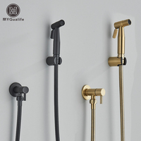 Black Bidet Sprayer Faucet Single Cold Water Stainless Steel Bathroom Toilet Tap Shattaf Valve Jet Set  Wall Mounted