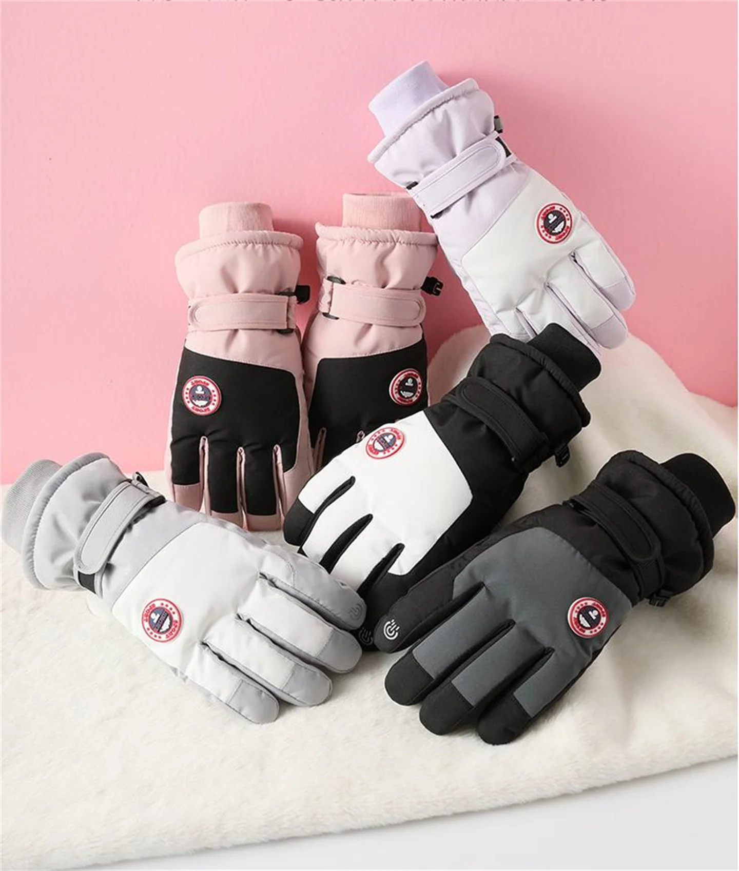 Ski Gloves For Men And Women Couples Autumn And Winter Plus Velvet Warm Cotton Windproof Waterproof Play Snow Cycling