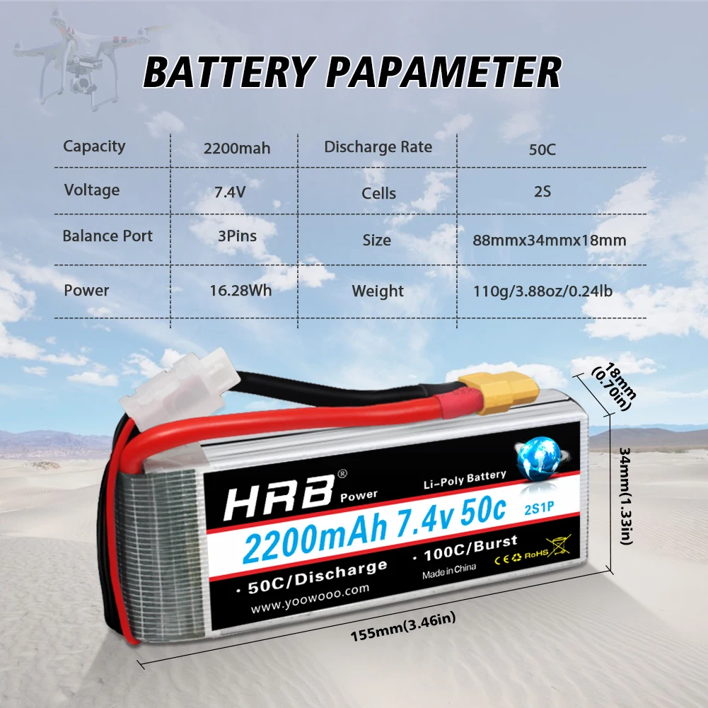 2 قطعة HRB 2S 3S 4s يبو بطارية 1300mah 1500mah 1800mah 2200mah 3000mah يبو 11.1v XT60 T التوصيل ل RC سيارة شاحنة Fpv الطائرة بدون طيار قارب