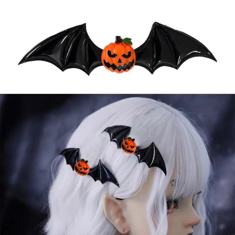 1PC Gothic Bat Hair Clip For Halloween Accessory Lightweight Hairpin PU Leather And Resin Barrettes 6XDA