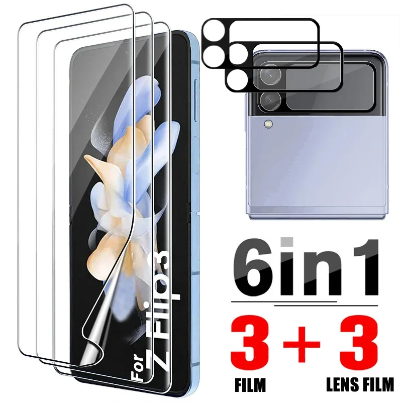 For Samsung Galaxy Z Flip 3 Soft Screen Protector Inner Screen Flexible Film Camera Lens Tempered Glass Film for Samsung Z Flip3