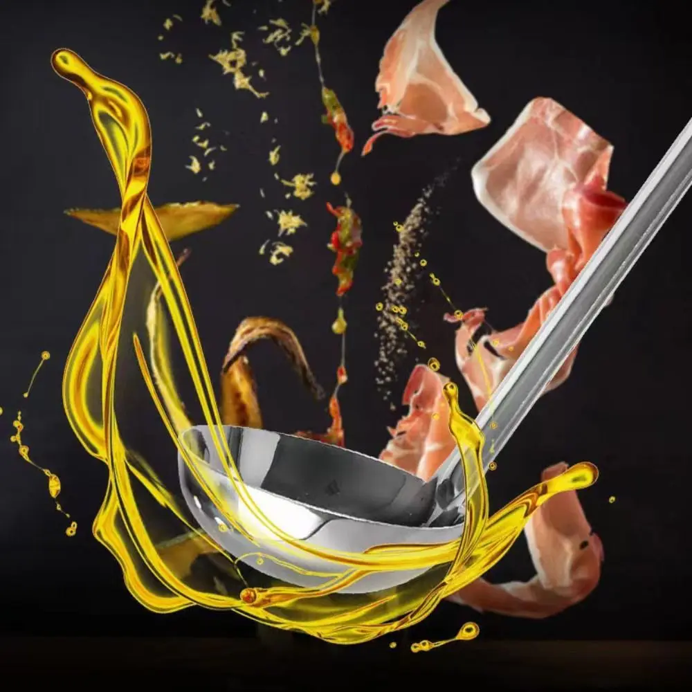 

Practical Hook Long Handle Soup Ladle Stainless Steel Rust-proof Colander Thickened Serving Spoon Wine