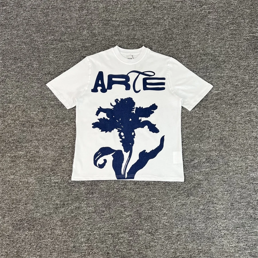 

Arte Big Flowers Casual Loose Cotton T-irt ort Sve round Ne Summer Faion Brand Men Women Youth Plant Floral Print