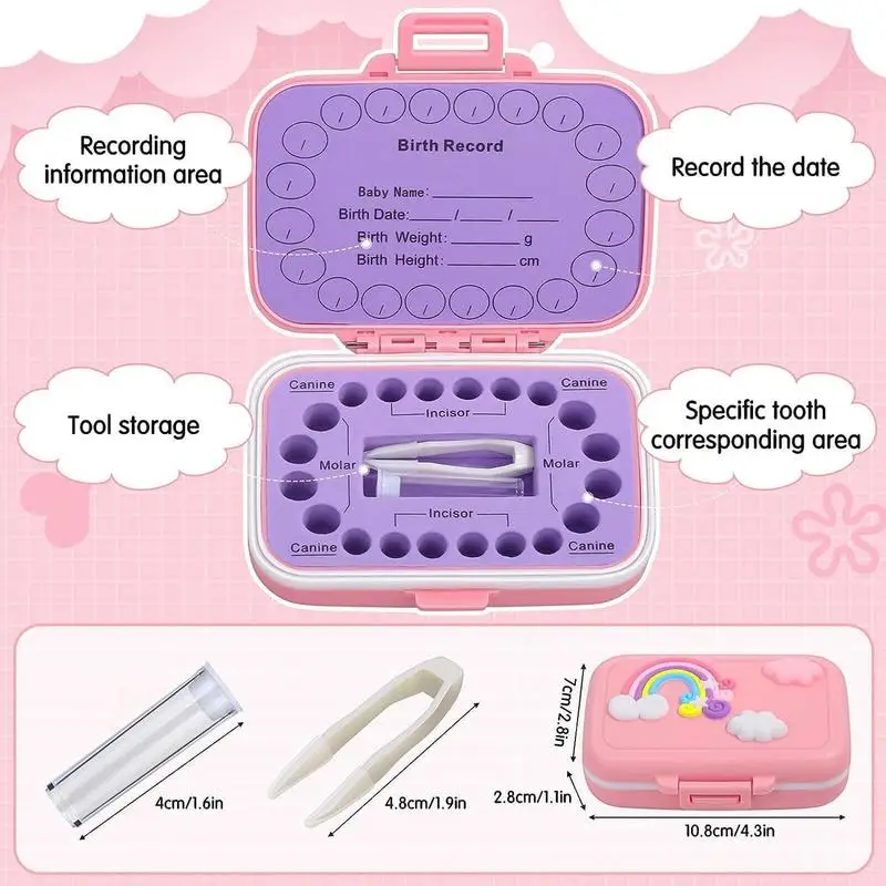 Baby Teeth Keepsake Box Colored Tooth Holders Container Dustproof Waterproof Organizer Teeth Storage Box For 20 Shed Teeth