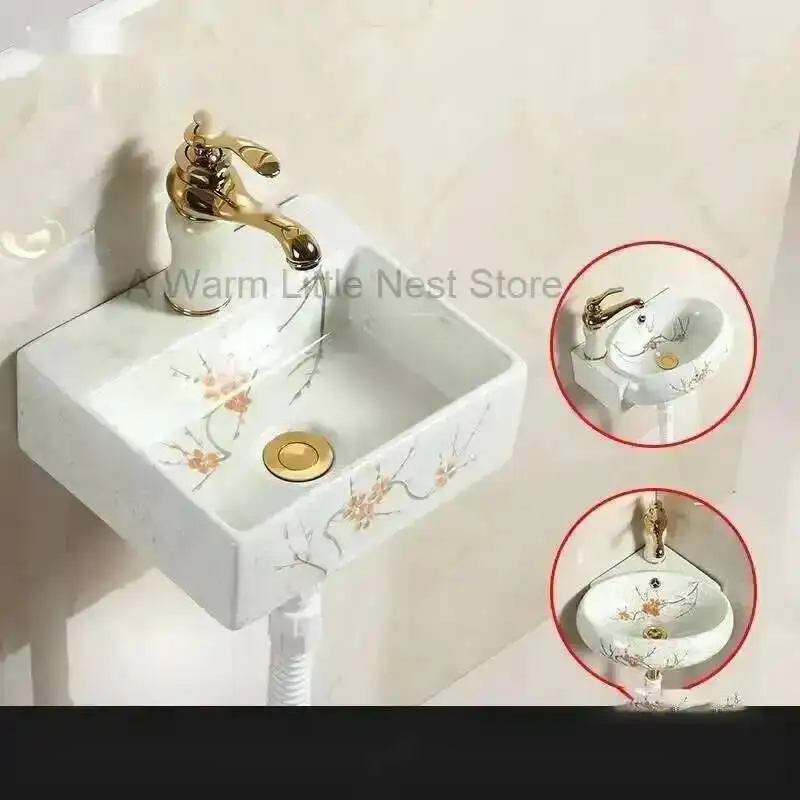 

Washbasins Hanging Triangle Bathroom Colored Bathroom Wall Sinks Wall Hanging Small Washbasin Washing Sinks Ceramic Corner Basin