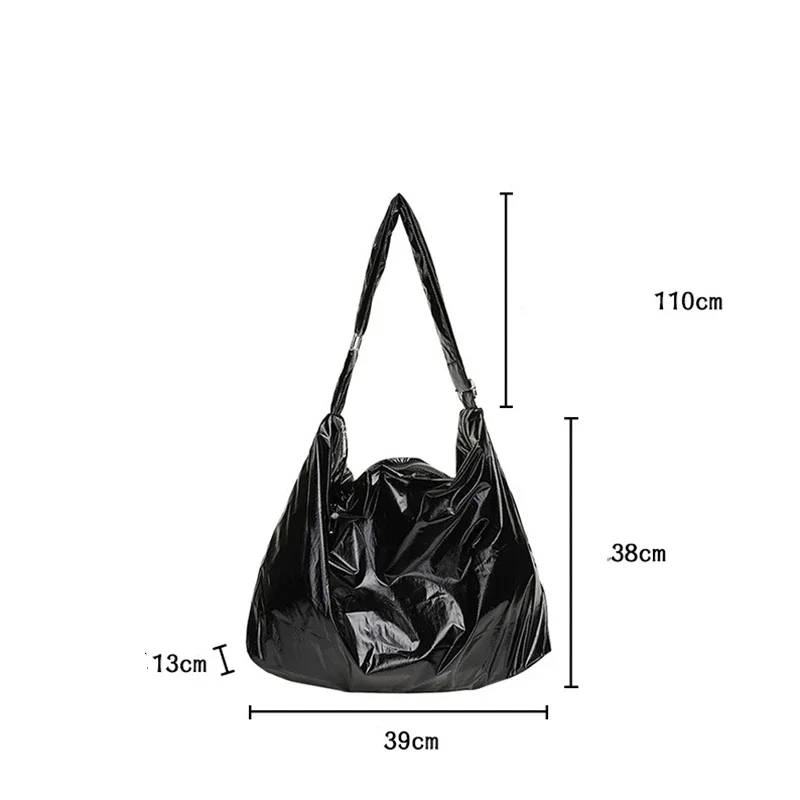 Casual Gold Silver Tin Foil Shoulder Bag Fashion Solid Colour Nylon Crossbody Bag Korean Style College Student Messenger Bag