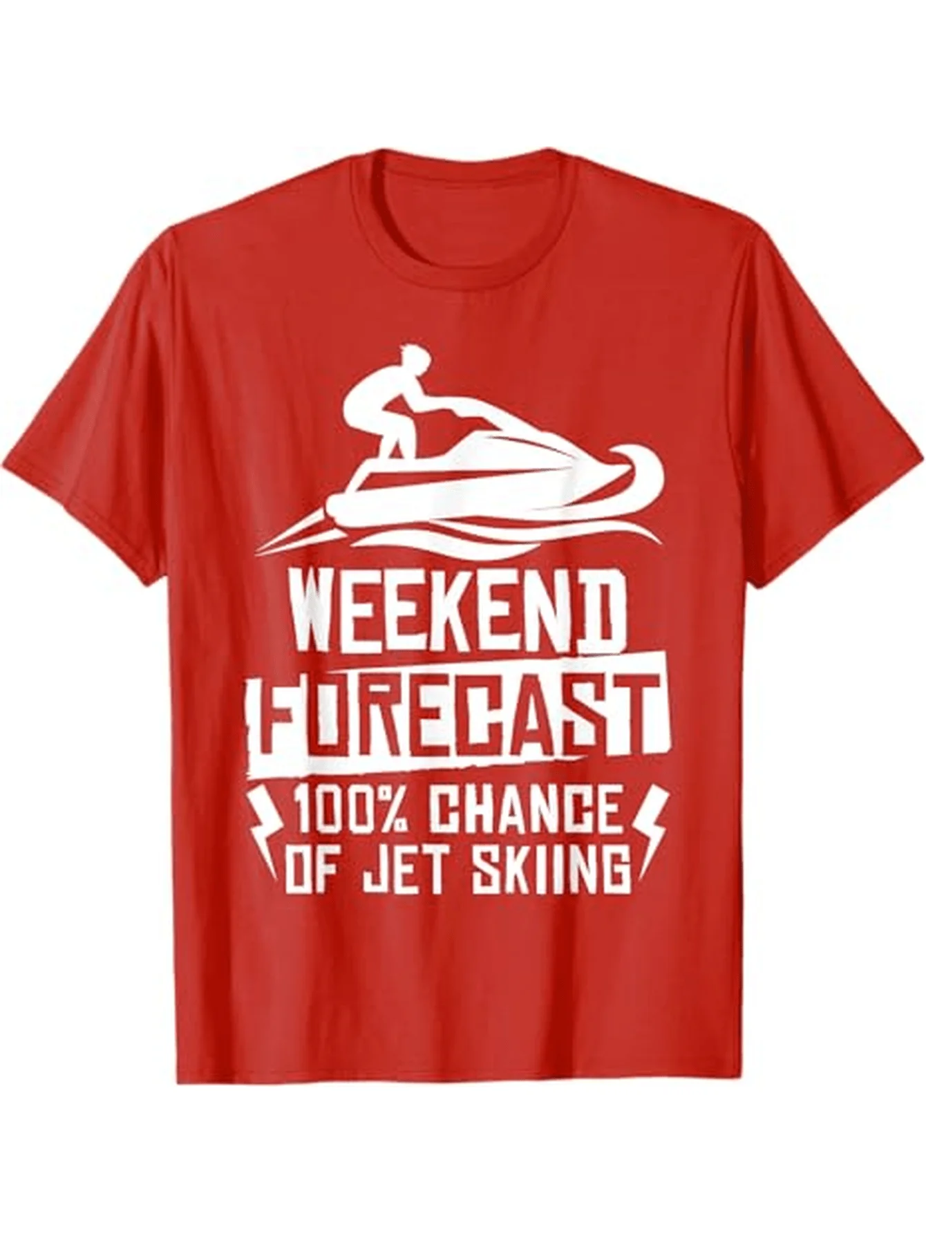 Weekend Forecast 100% Chance Of Jet Skiing T-Shirt 100% Cotton O-Neck Short Sleeve Summer Casual Mens T-shirt Streetwear