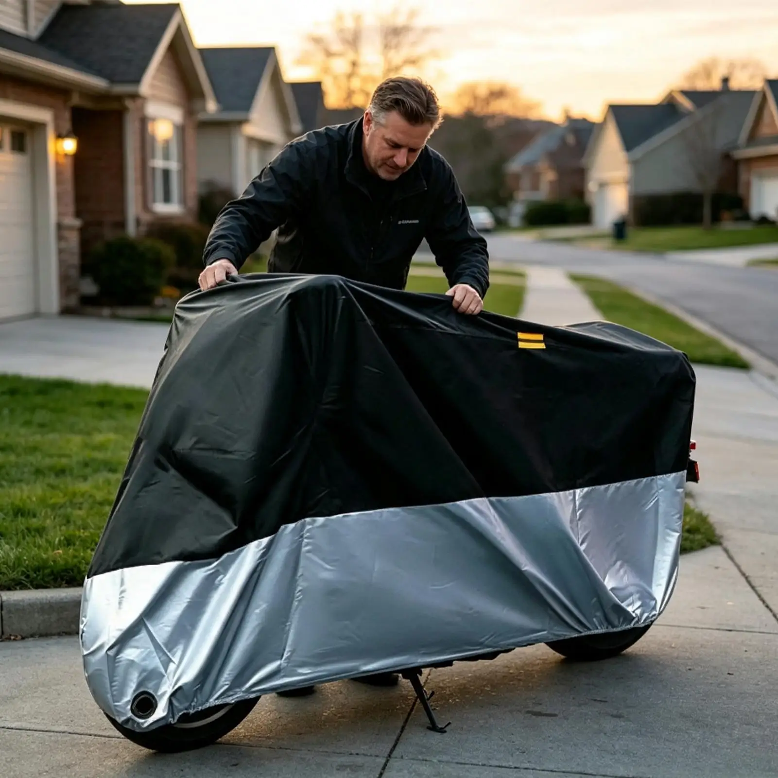 Motorcycle Rain Cover Scratch-Resistant Oxford Scooter Tarp With Lock Hole And Windproof Buckle Motorbike Cover For All Season