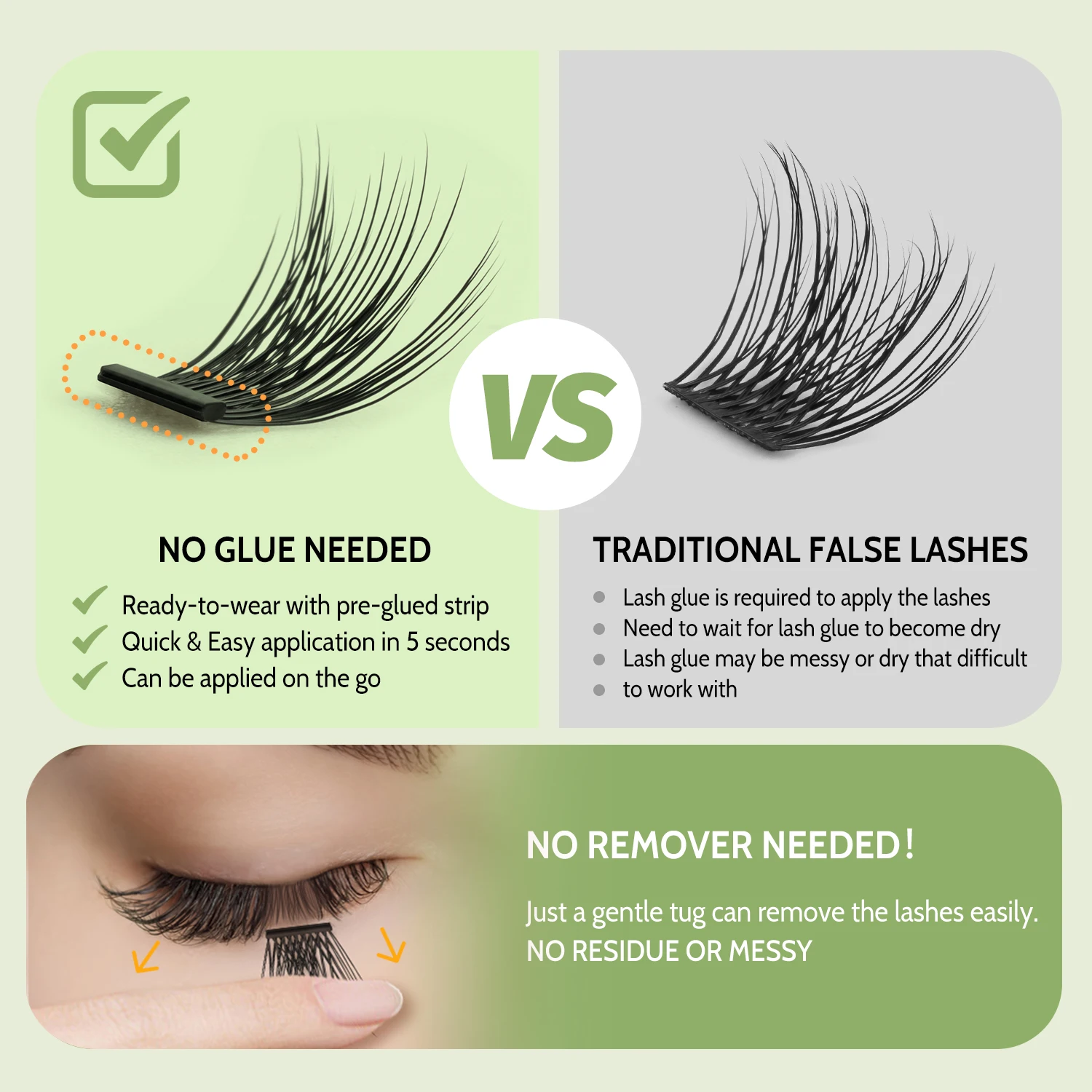 Self-adhesive false eyelashes 36 clusters of false eyelashes without glue false eyelashes thick and natural and easy on the eyes