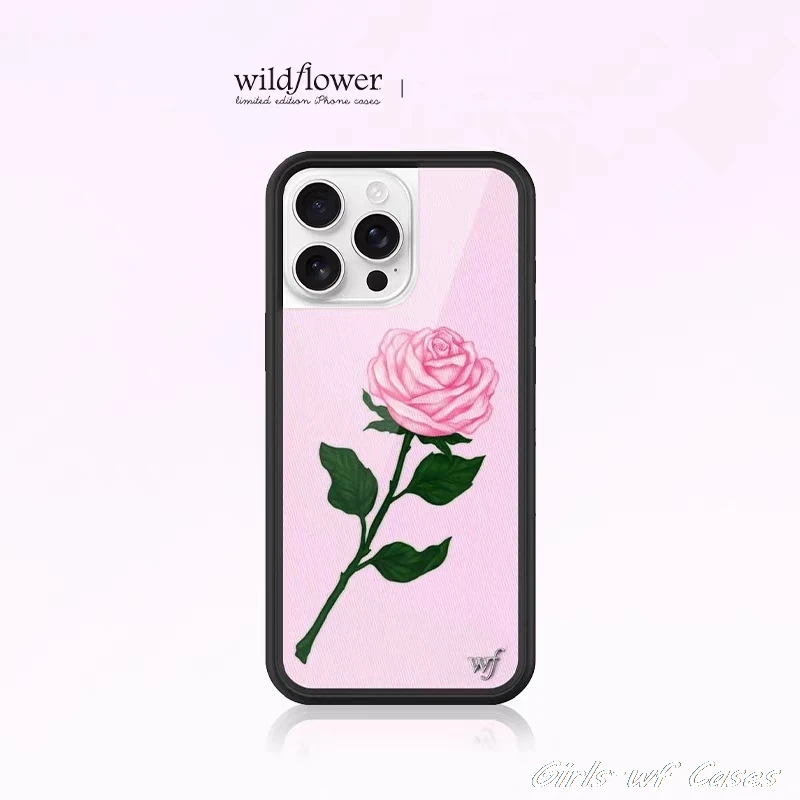 Rosa rosa flor selvagem caso de telefone para iphone 11 12 13 14 15 16 pro max plus 16pro 16plus meninas flores wf flor capa funda