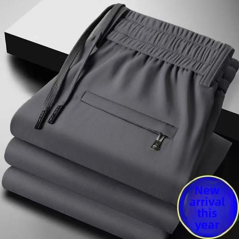 

Ice Silk Men's Summer Casual Sports Pants Thin Straight Leg Loose Fit High Waist Long Trousers Faionable Youthwear Spring S...