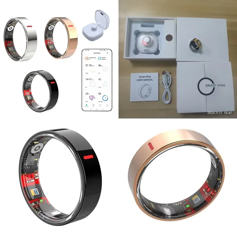 AliExpress – Health Ring Fitness Tracking Heart Rate Sleep Tracker IP68 Steel Wireless Charging Smart Ring App Control 5-10