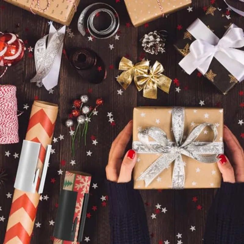 Christmas Gift Wrapping Paper Cutter - Easy to Use, Safe Roll Cutter, Perfect for Holiday Packaging, Gift Wrapping Supplies