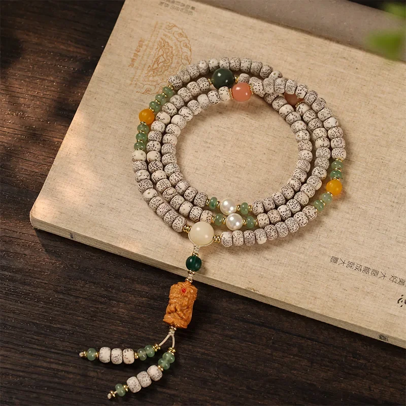 الرجعية زن عالية الكثافة الأبيض نجمة القمر بوذا الخرز سوار متعدد دائرة الثقافية لعوب اليد معصمه المجوهرات #3