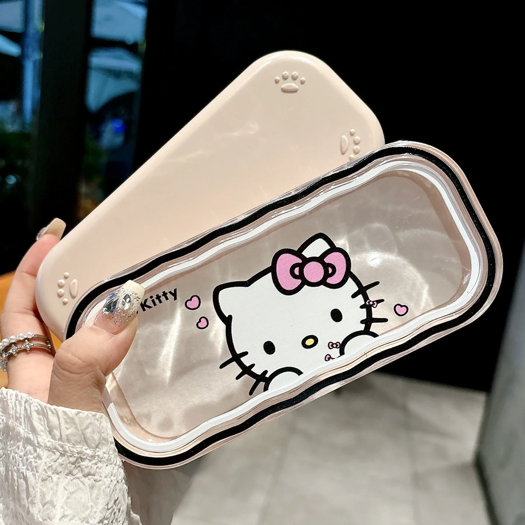 

Cute Cartoon Children Pvc Glasses Box Anime Peripheral Hello Kitty Glasses Box Portable Myopia Student Glasses Storage Box Gifts