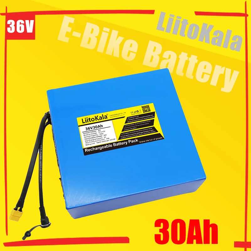 LiitoKala 36V 30Ah 6Ah 10Ah 12Ah 15Ah 20Ah 24Ah E-Bike  Battery Pack For Electric bike Electric Scooter