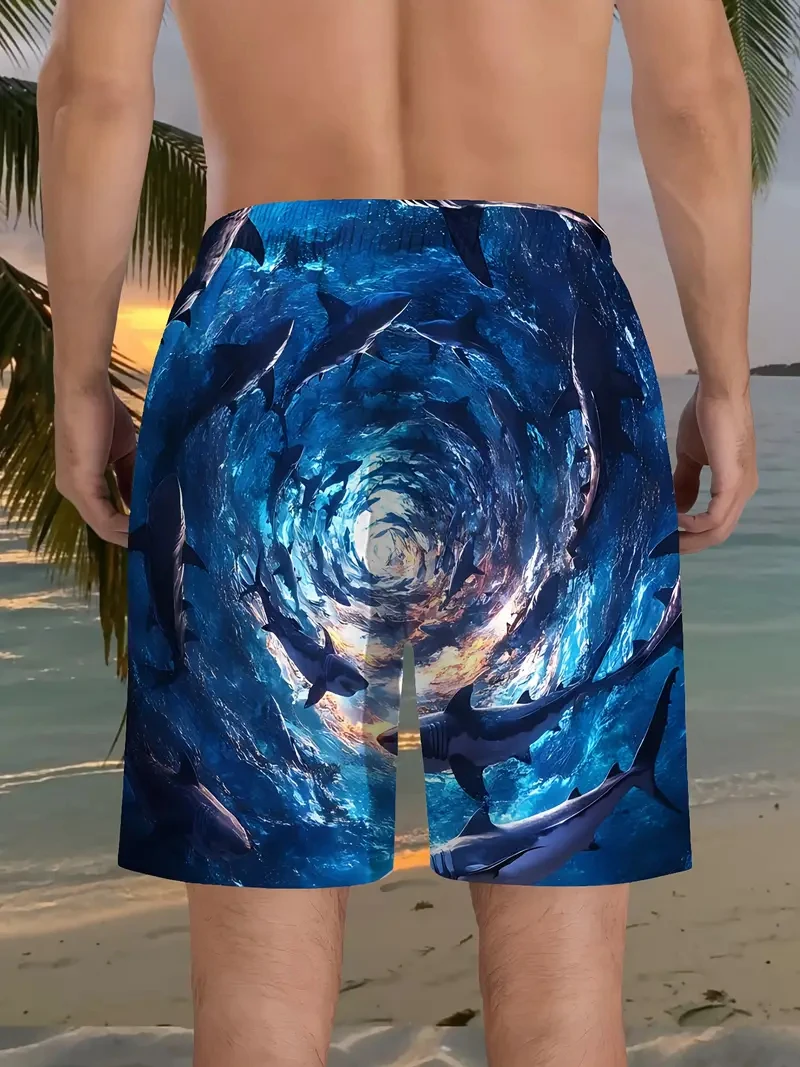 Pantalones cortos de playa para hombre, pantalones cortos de natación con estampado de tiburones 3D para hombre, ropa de calle de verano, bañadores Harajuku Y2k de secado rápido, triangulación de envíos
