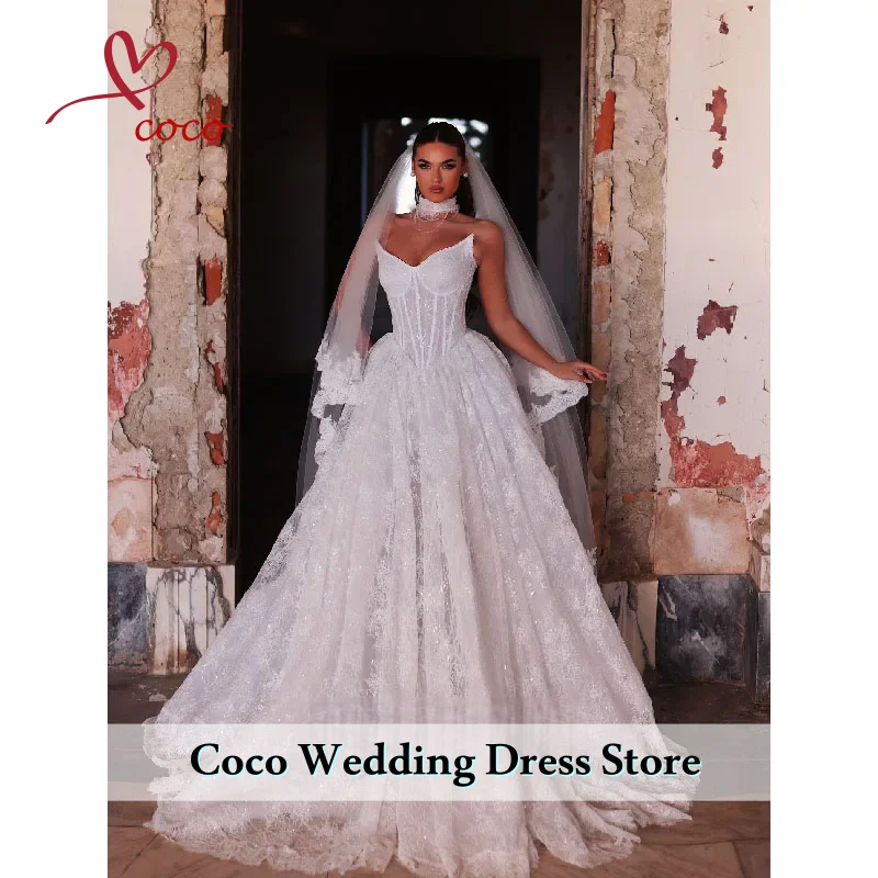 

Изысканное свадебное платье с кружевной аппликацией по индивидуальному заказу, свадебное платье без рукавов с v-образным вырезом, длинные платья трапециевидной формы для невесты, Vestido De Novia