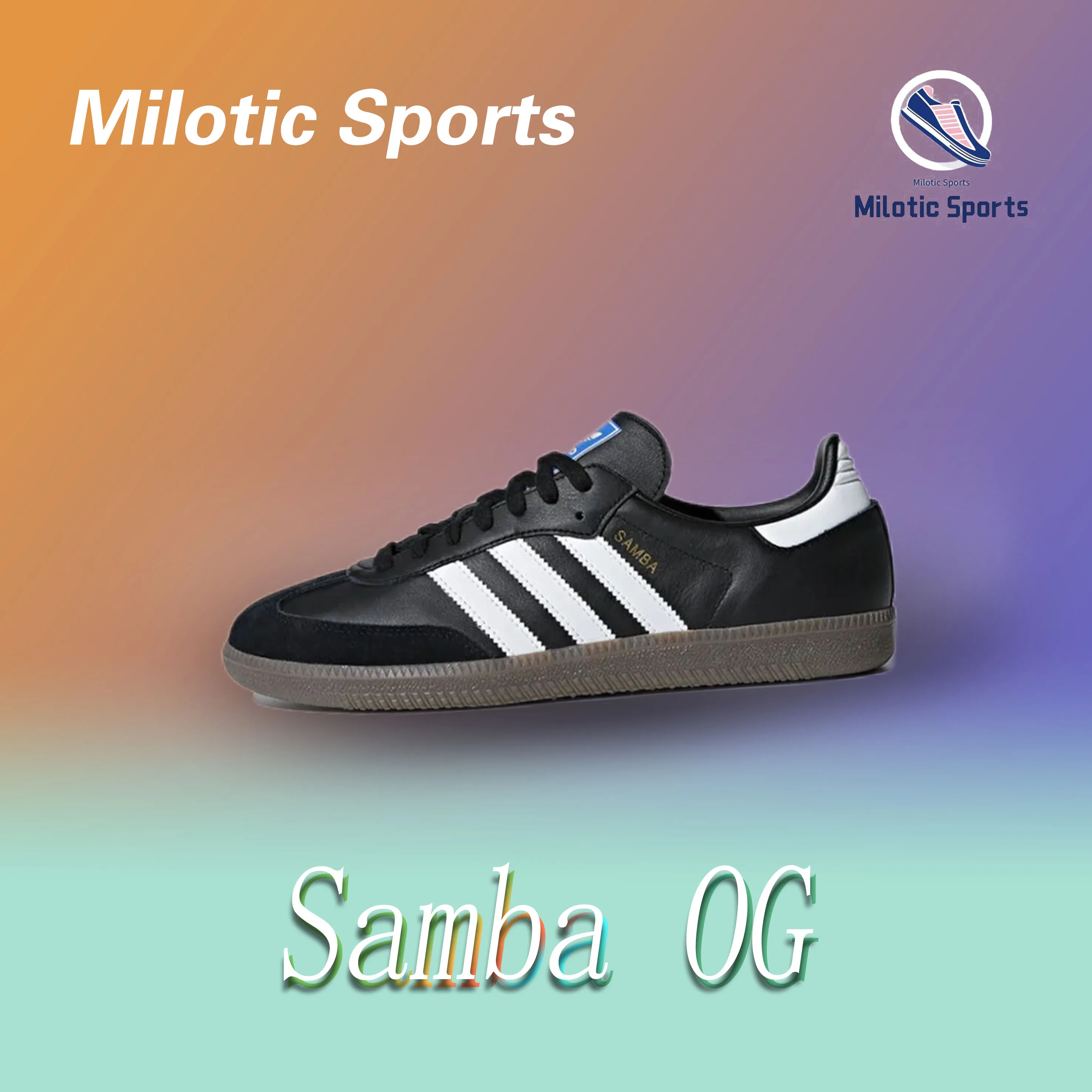 حذاء Adidas أسود اللون مطابق للرجال والنساء من SAMBA OG، حذاء مريح منخفض الارتفاع ومضاد للانزلاق ومقاوم للاهتراء