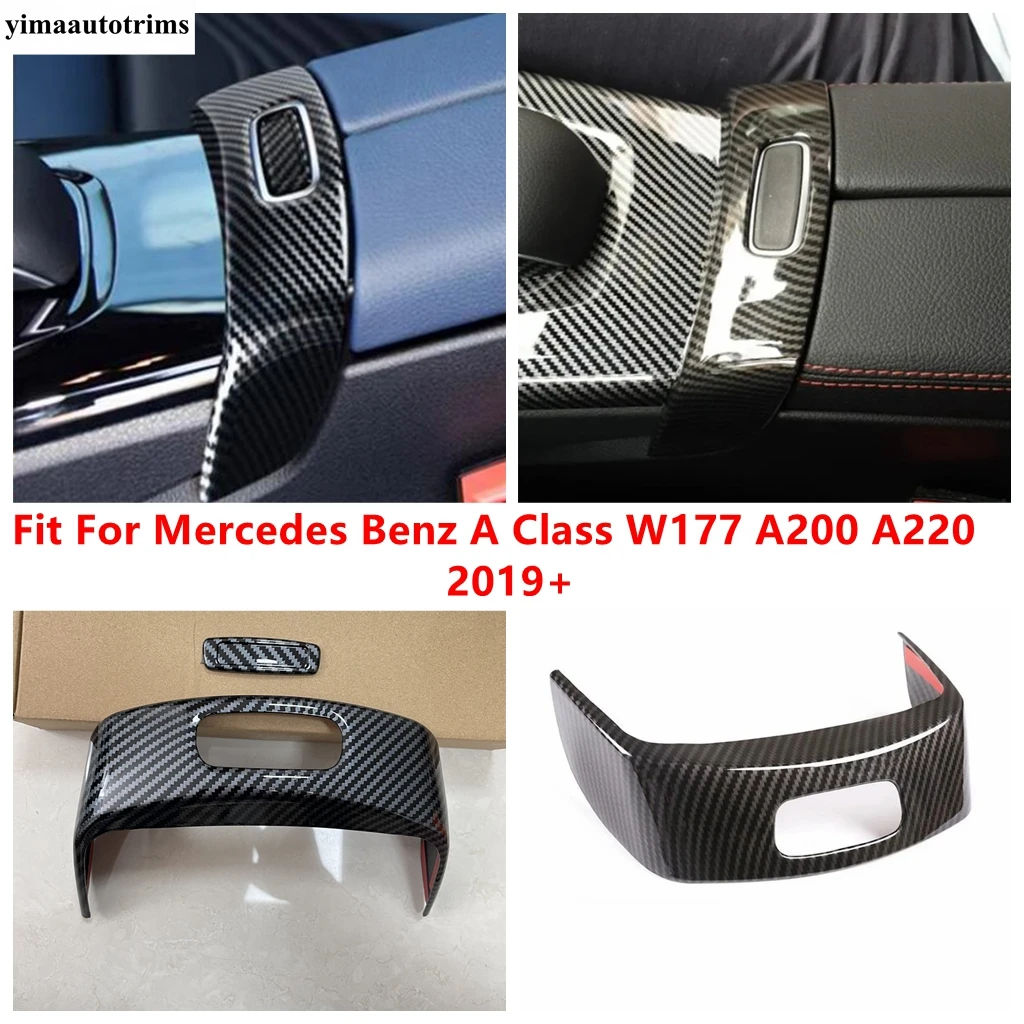 

Carbon Fiber Car Armrest Storage Box Button Switch Sequins Cover Trim Accessories For Benz A Class W177 A200 A220 2019 - 2024