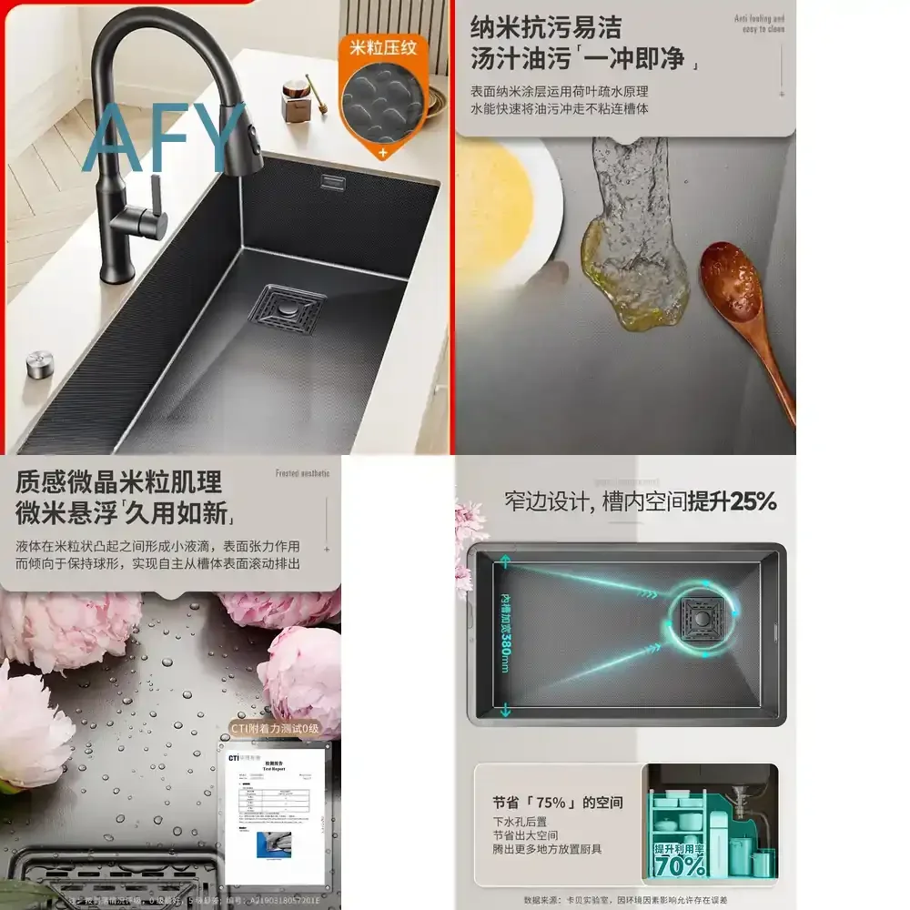 304 Stainless Steel Sink for Kitchen Vegetable Basin Large Single Bowl Dishwashing Sink for Household Use Undermount