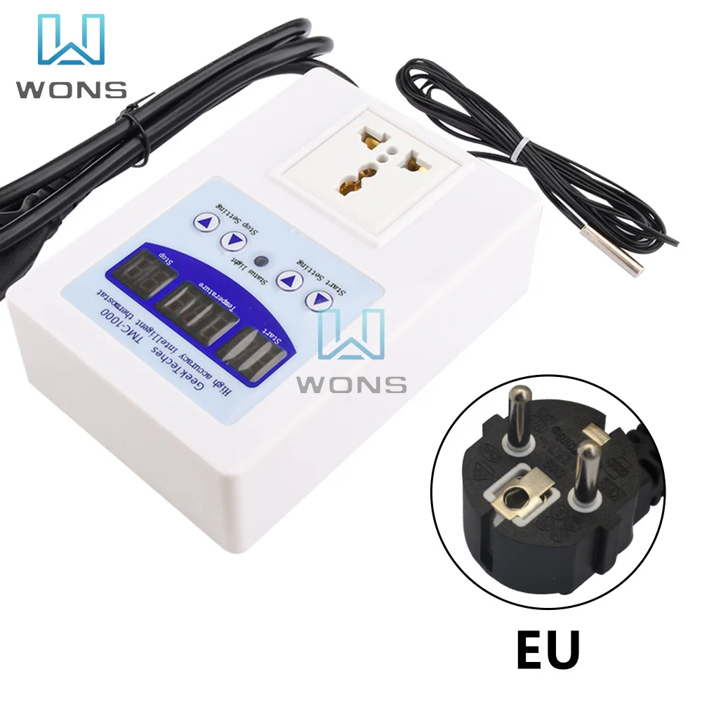 TMC-1000 Intelligent Digital Temperature Controller LED Display Temperature Socket Controller 9 ° C~99 ° C AC 110V-240V US EU UK