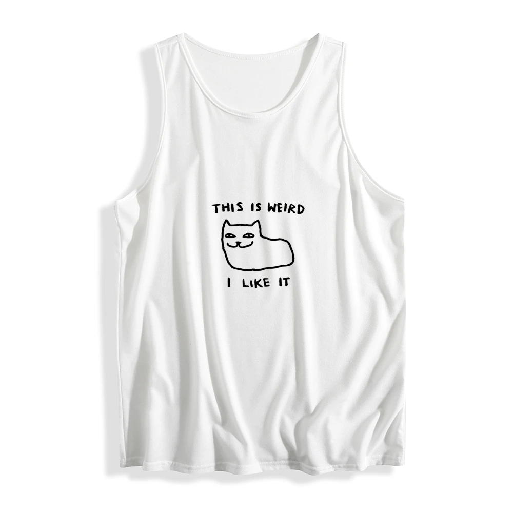 Weird Cat Summer Tank Top THIS IS WEIRD I LIKE IT Cat Graphic Print Casual Loose Sleeveless Cute Lovely Comfortable Wear