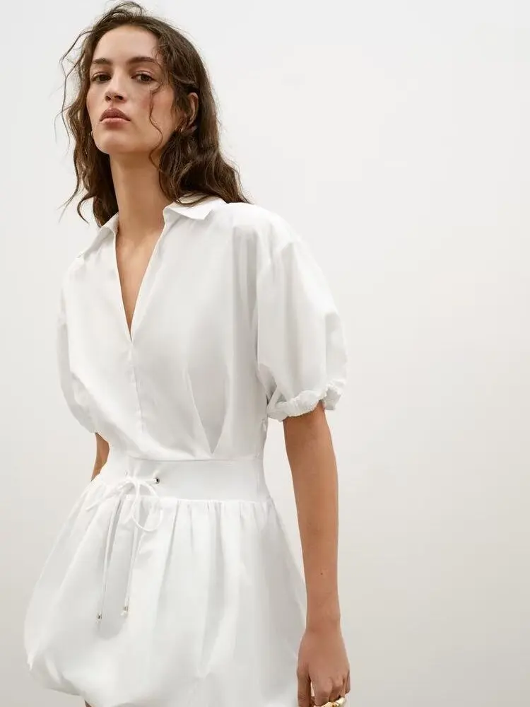 

Summer New Arrival Women's Simple Elegance ort Sve V-Ne Silk Dr Faionable Chinese Sle Clothing