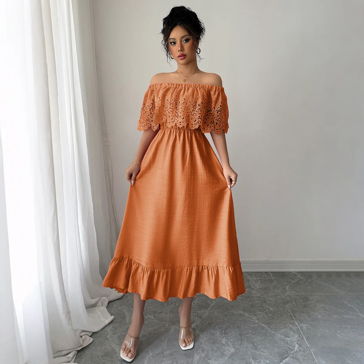 

Women Long Dress Dresses Off Shoulder A Line Vestidos High Waist Work Elegant Splice Y2k Streetwear Party Night Evening 2025