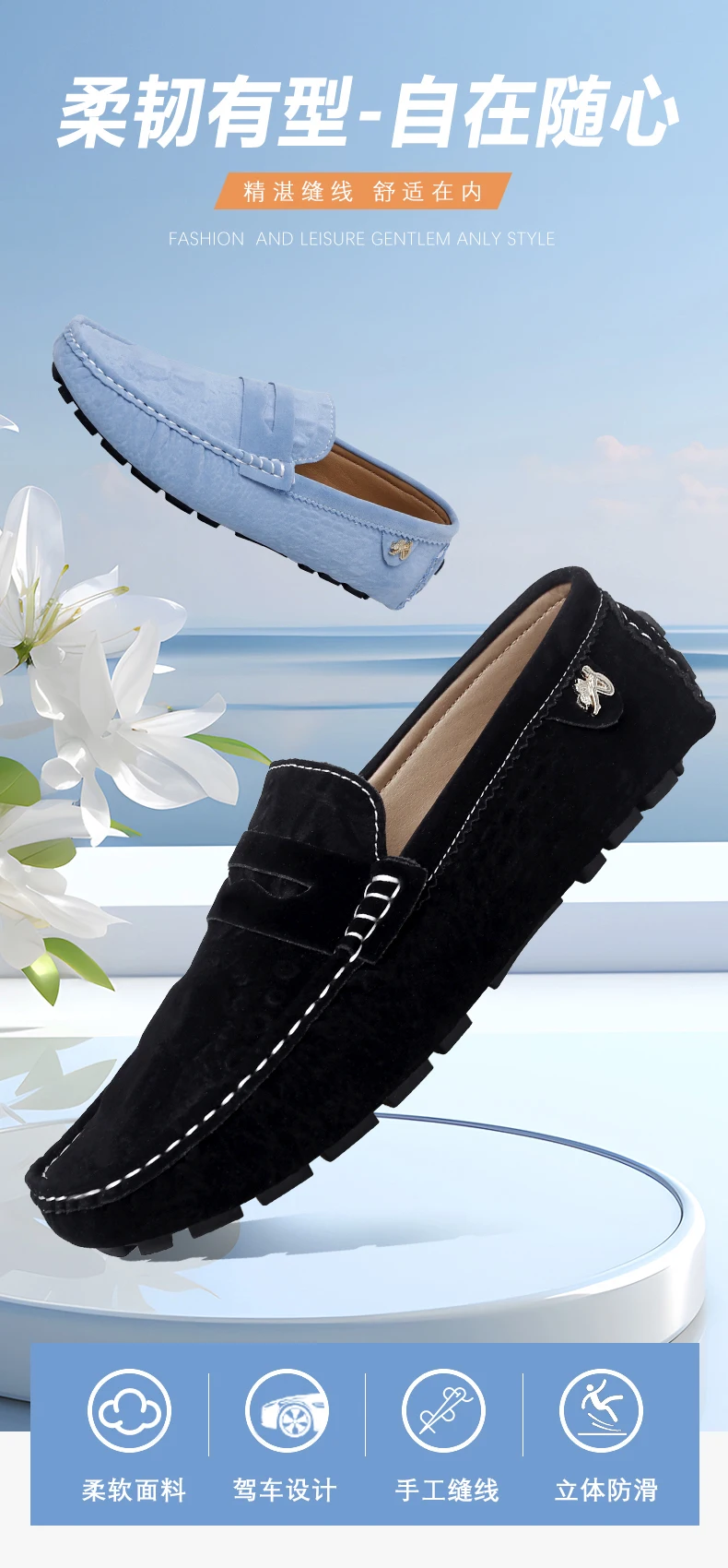 2025 Neues Modell Handgefertigte Loafer für Herren, Leichter Luxus Krokodilmuster Trendige Vielseitige Slip-On Freizeitschuhe, Unisex Fahr- und Modeschuhe – Detail 1