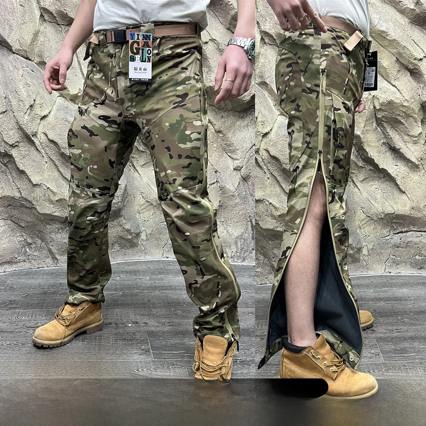 

Men's Ski Series Top Soft ell Windproof Warm Fce Corn Pattern PC Full Glue Waterproof Outdoor Sle Straight Leg Trousers