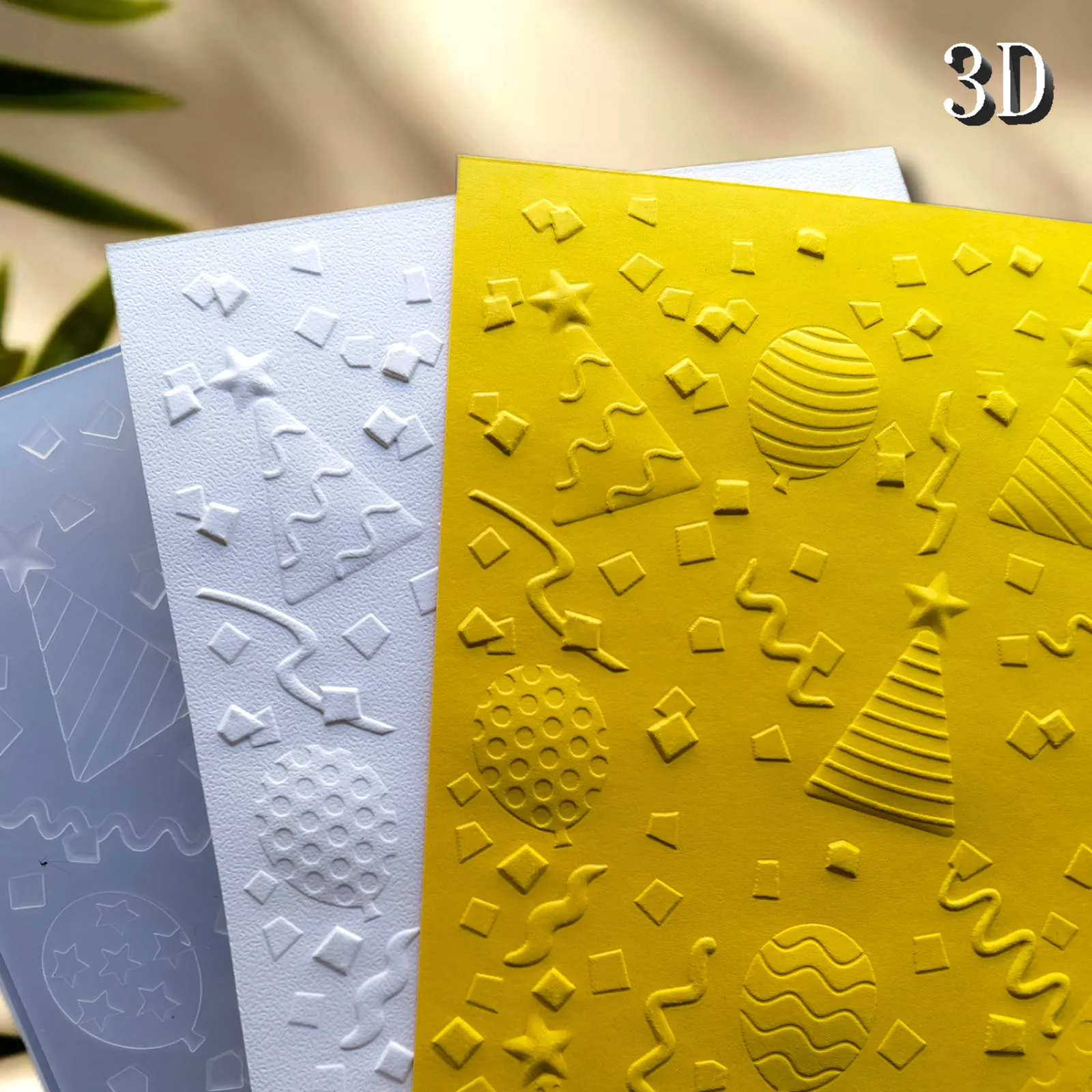 1-teiliger 3D-geprägter Ordner für Geburtstagsparty-Hintergrund, strapazierfähiger Kunststoff, weiß, Thanksgiving-Thema, zur Herstellung von Karten und