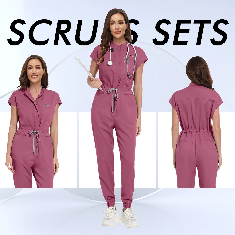 Niaahinn Operating Room Medical Uniforms Women Scrub Clothes Dentist Surgery Jumpsuit One-pieces Vet Uniform Medical Accessories