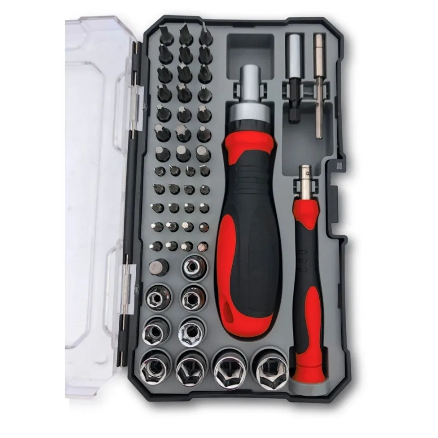 

55 Piece Metric Tool Set with Ratcheting Bit Driver, Precision Bit Driver and Bit Assortment - DT5024