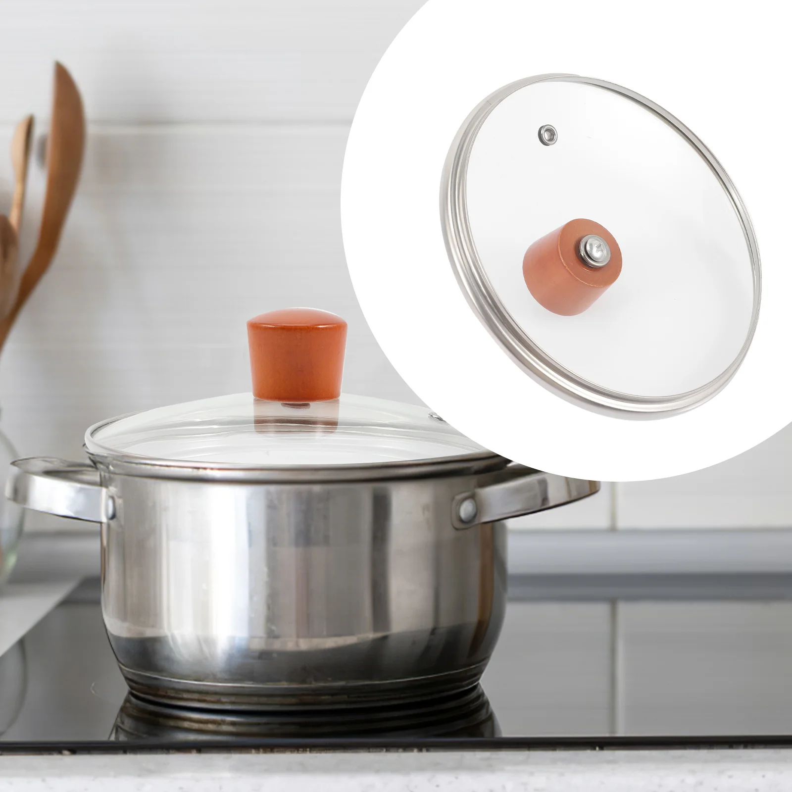 

Tempered Glass Pot Cover Universal Cooking Pan Lid Visible Practical Kitchen Pot Lid Household Cookware Cover